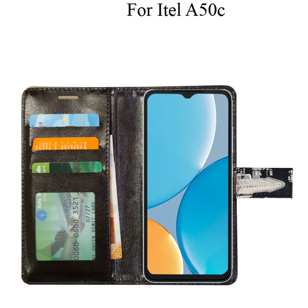 Black_Premium_Flip_Cover_For_Itel_A50C
