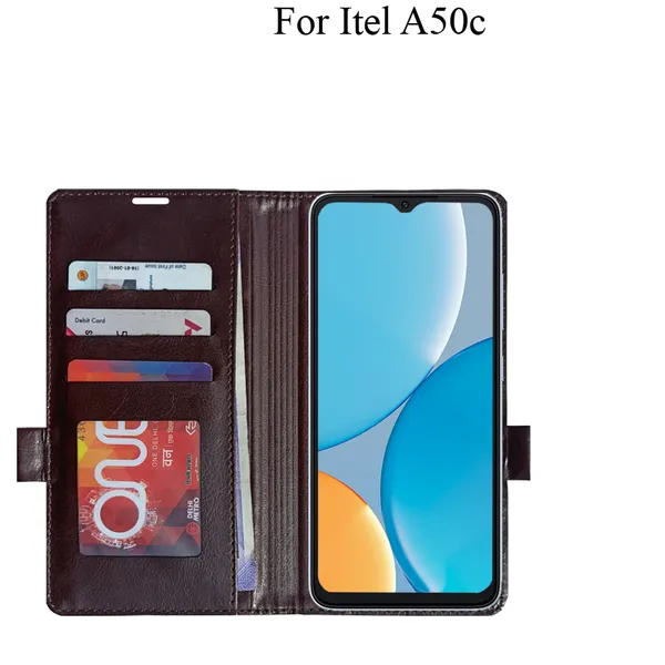 Brown_Premium_Flip_Cover_For_Itel_A50C