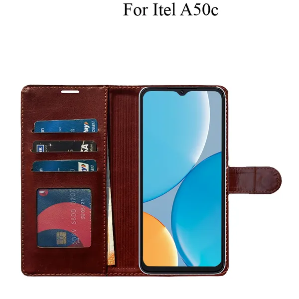 Brown_Premium_Flip_Cover_For_Itel_A50C