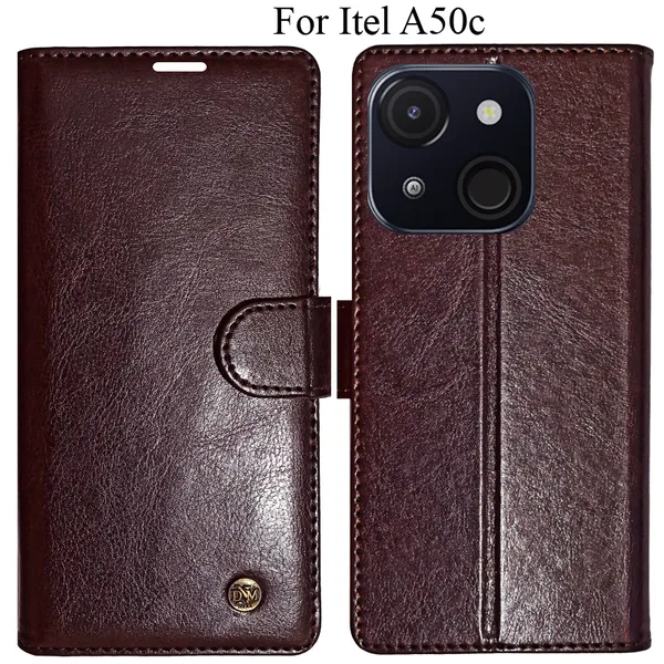 Beige_Premium_Flip_Cover_For_Itel_A50C
