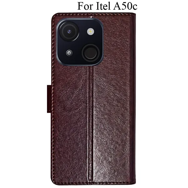 Beige_Premium_Flip_Cover_For_Itel_A50C