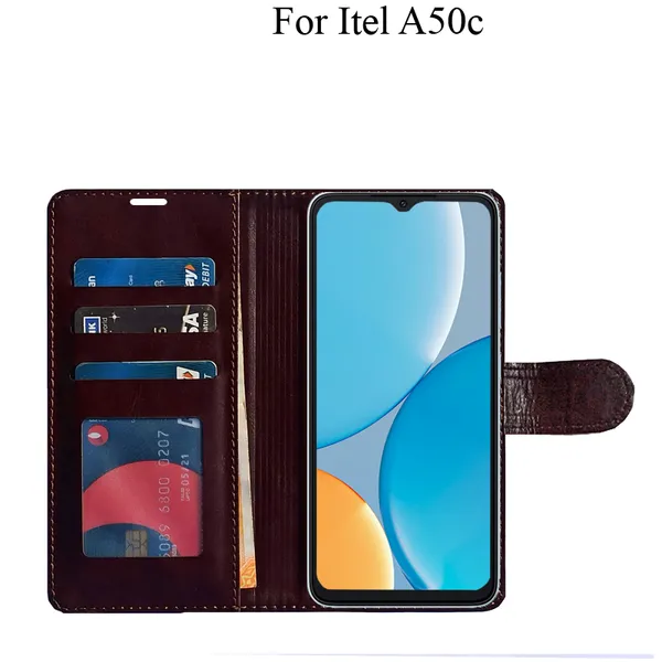 Beige_Premium_Flip_Cover_For_Itel_A50C