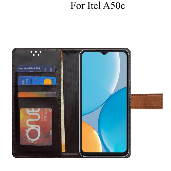 Brown_Premium_Flip_Cover_For_Itel_A50C