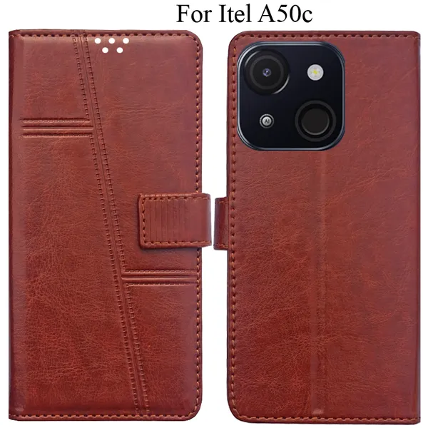 Brown_Premium_Flip_Cover_For_Itel_A50C