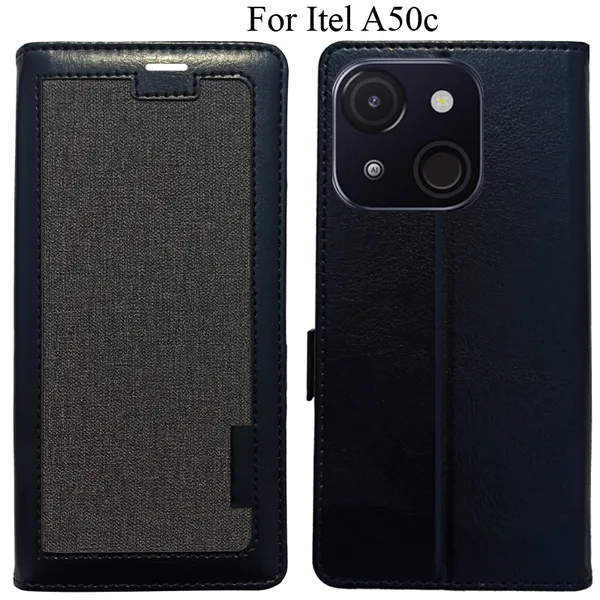 Black_Premium_Flip_Cover_For_Itel_A50C