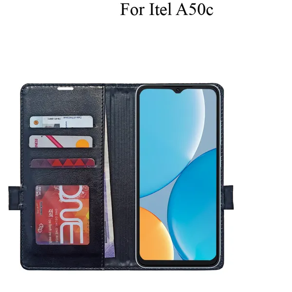 Black_Premium_Flip_Cover_For_Itel_A50C