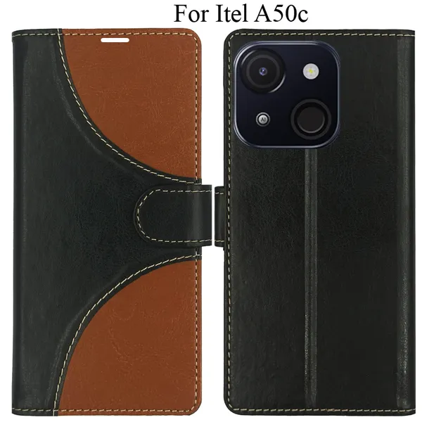 Black_Premium_Flip_Cover_For_Itel_A50C