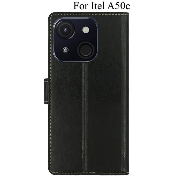 Black_Premium_Flip_Cover_For_Itel_A50C