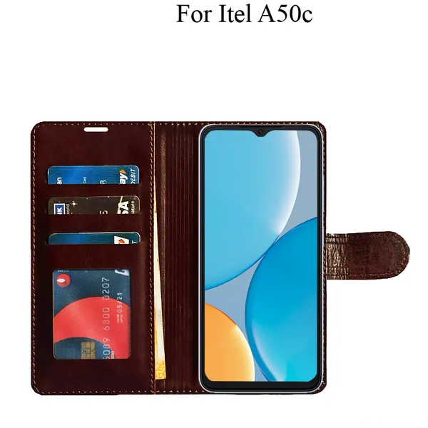 Brown_Premium_Flip_Cover_For_Itel_A50C