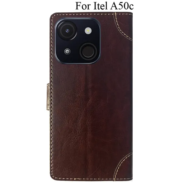 Beige_Premium_Flip_Cover_For_Itel_A50C