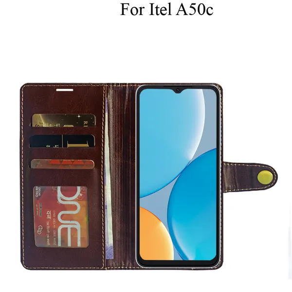 Beige_Premium_Flip_Cover_For_Itel_A50C