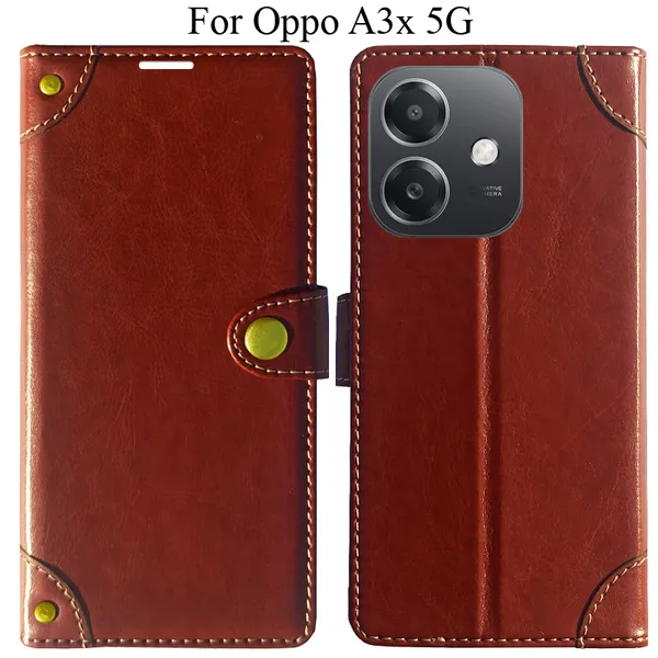 Brown_Premium_Flip_Cover_For_Oppo_A3X_5G
