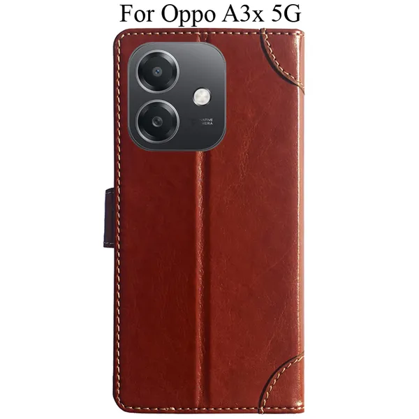 Brown_Premium_Flip_Cover_For_Oppo_A3X_5G