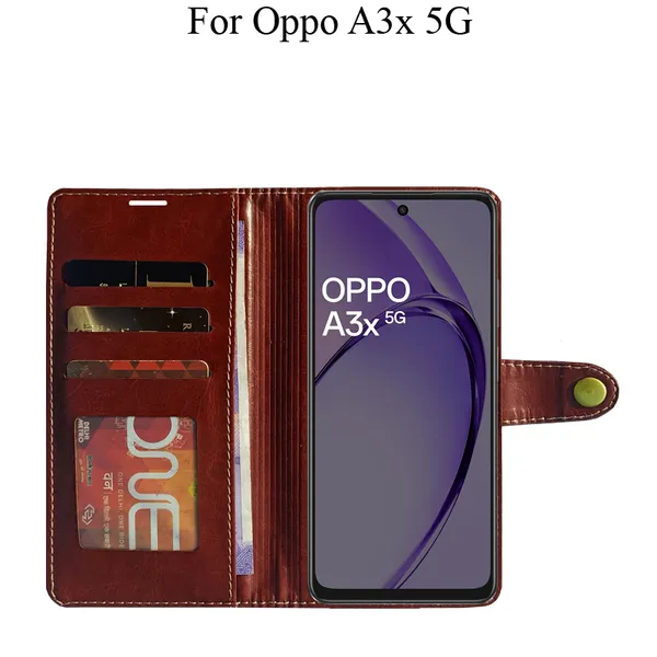 Brown_Premium_Flip_Cover_For_Oppo_A3X_5G