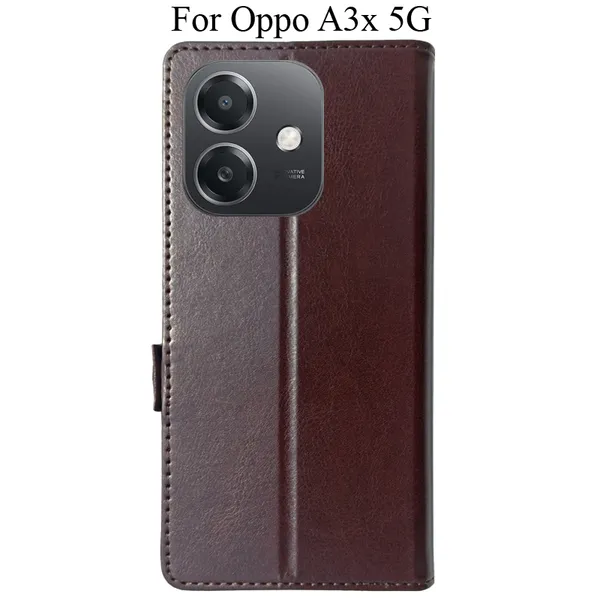 Brown_Premium_Flip_Cover_For_Oppo_A3X_5G