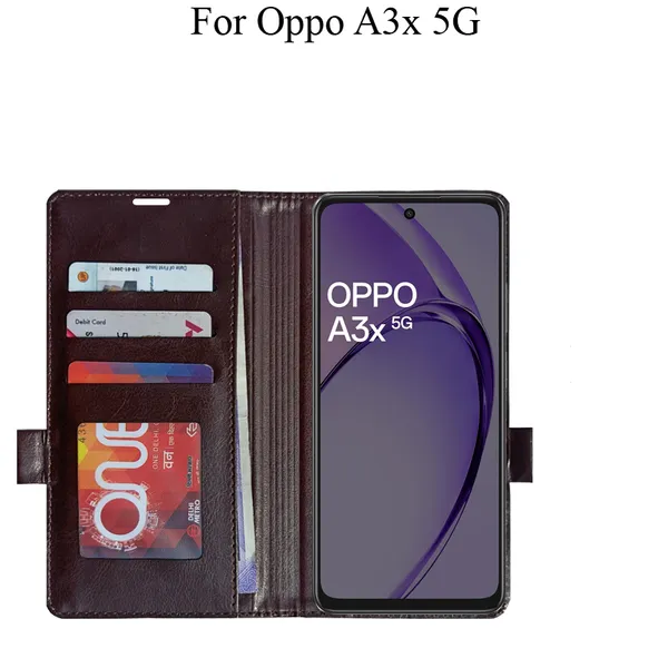 Brown_Premium_Flip_Cover_For_Oppo_A3X_5G