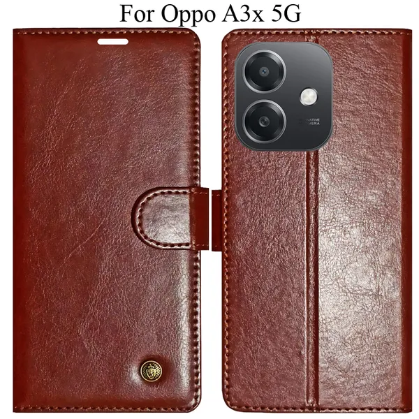 Brown_Premium_Flip_Cover_For_Oppo_A3X_5G