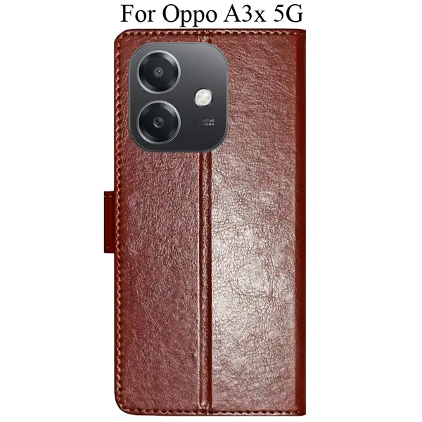 Brown_Premium_Flip_Cover_For_Oppo_A3X_5G