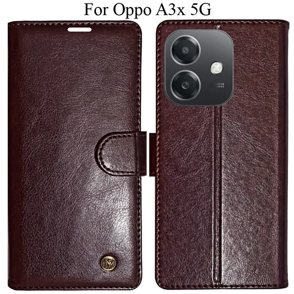 Beige_Premium_Flip_Cover_For_Oppo_A3X_5G