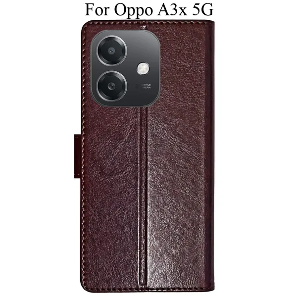 Beige_Premium_Flip_Cover_For_Oppo_A3X_5G