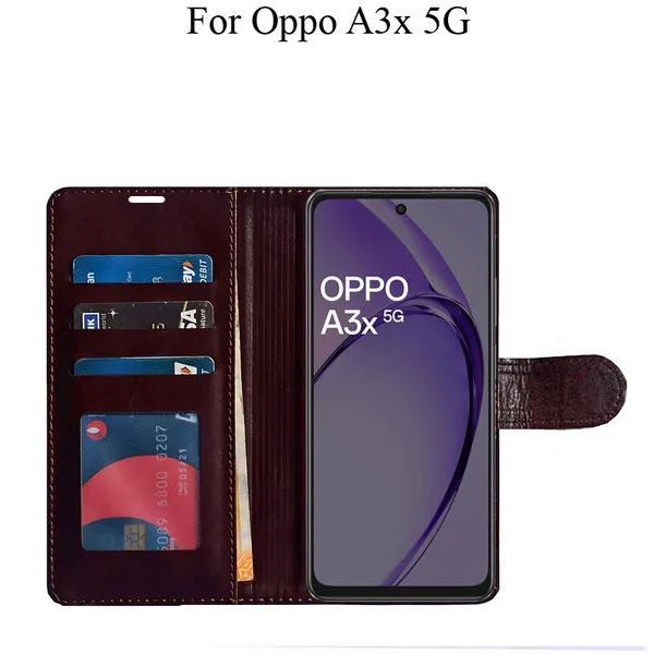 Beige_Premium_Flip_Cover_For_Oppo_A3X_5G