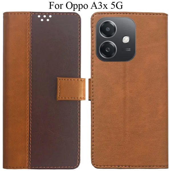Brown_Premium_Flip_Cover_For_Oppo_A3X_5G