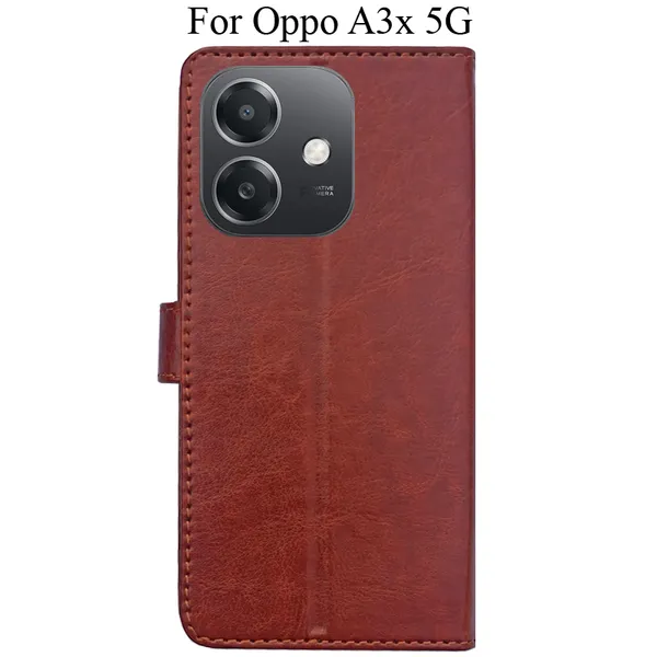 Brown_Premium_Flip_Cover_For_Oppo_A3X_5G