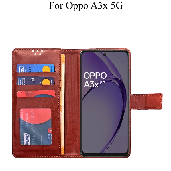 Brown_Premium_Flip_Cover_For_Oppo_A3X_5G