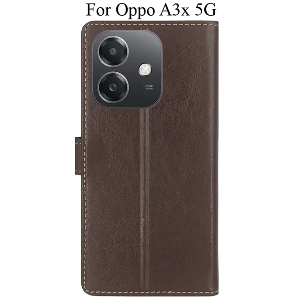 Brown_Premium_Flip_Cover_For_Oppo_A3X_5G