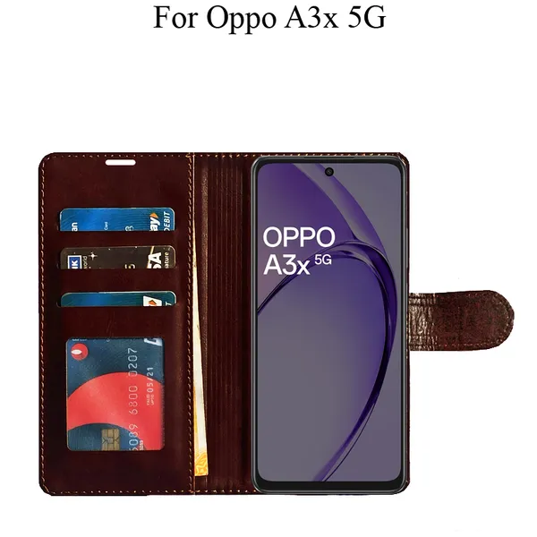 Brown_Premium_Flip_Cover_For_Oppo_A3X_5G