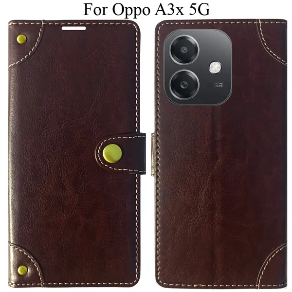 Beige_Premium_Flip_Cover_For_Oppo_A3X_5G