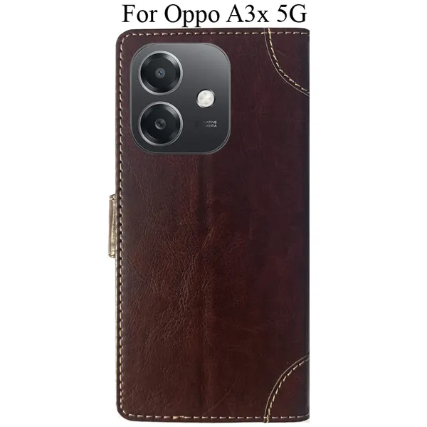 Beige_Premium_Flip_Cover_For_Oppo_A3X_5G