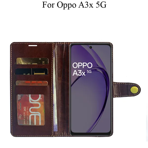 Beige_Premium_Flip_Cover_For_Oppo_A3X_5G