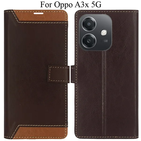 Brown_Premium_Flip_Cover_For_Oppo_A3X_5G