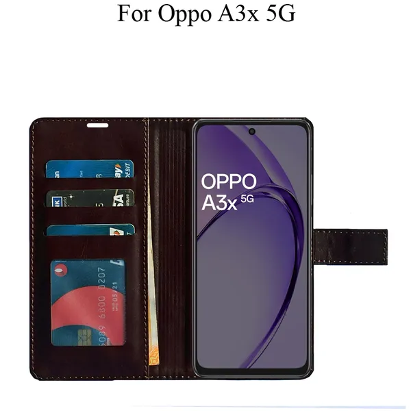 Brown_Premium_Flip_Cover_For_Oppo_A3X_5G