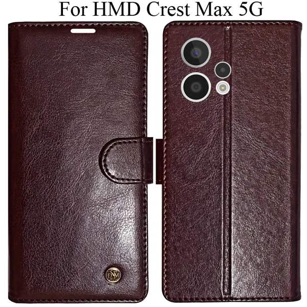 Beige_Premium_Flip_Cover_For_Hmd_Crest_Max_5G