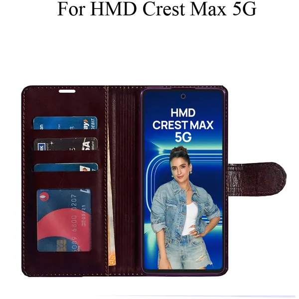 Beige_Premium_Flip_Cover_For_Hmd_Crest_Max_5G