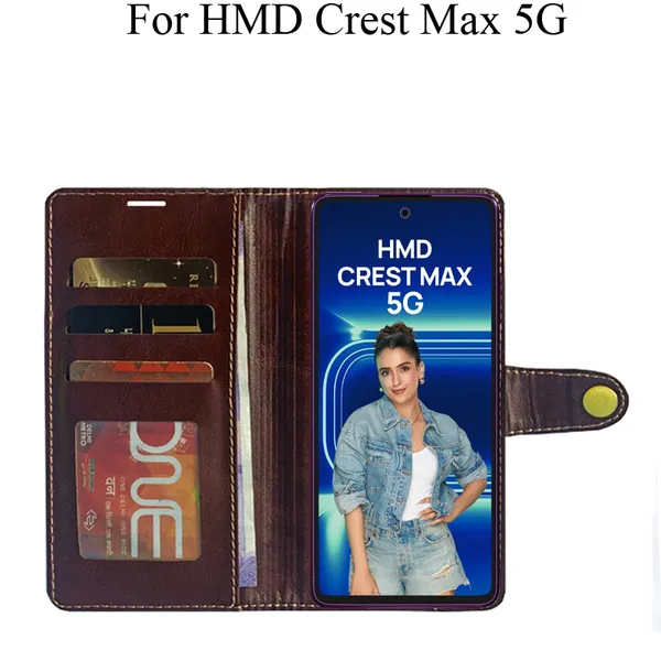 Beige_Premium_Flip_Cover_For_Hmd_Crest_Max_5G