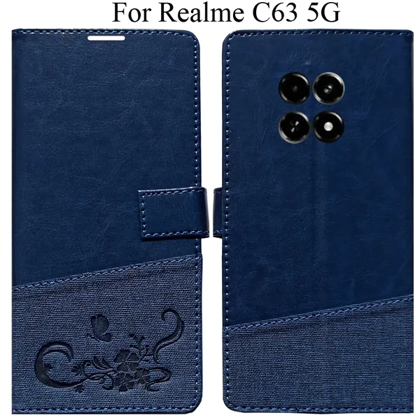 Blue_Premium_Flip_Cover_For_Realme_C63_5G