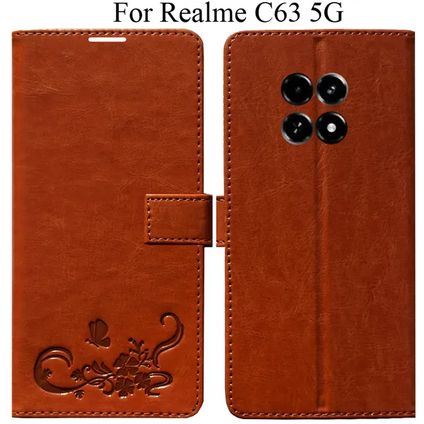 Orange_Premium_Flip_Cover_For_Realme_C63_5G