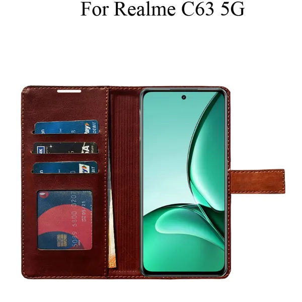 Orange_Premium_Flip_Cover_For_Realme_C63_5G