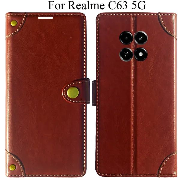 Brown_Premium_Flip_Cover_For_Realme_C63_5G
