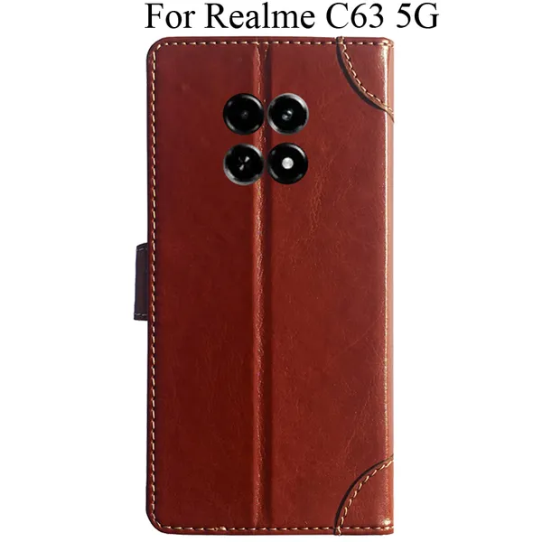 Brown_Premium_Flip_Cover_For_Realme_C63_5G