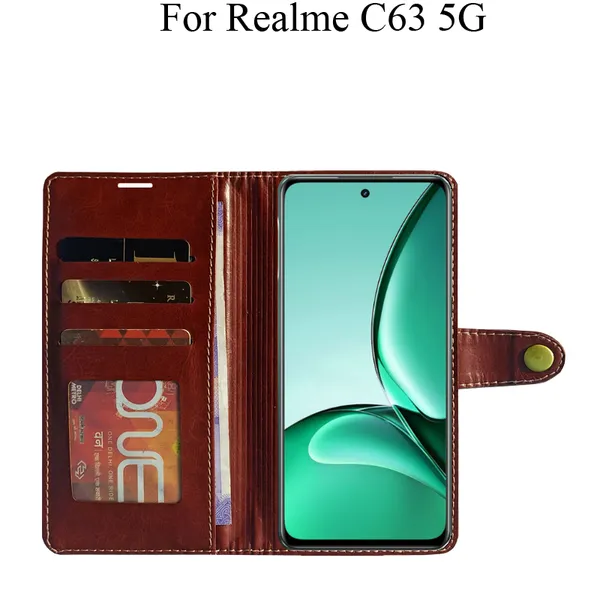 Brown_Premium_Flip_Cover_For_Realme_C63_5G