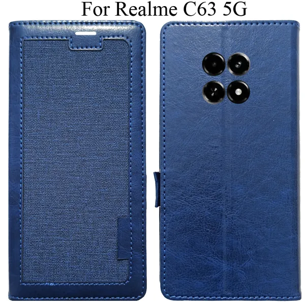 Blue_Premium_Flip_Cover_For_Realme_C63_5G
