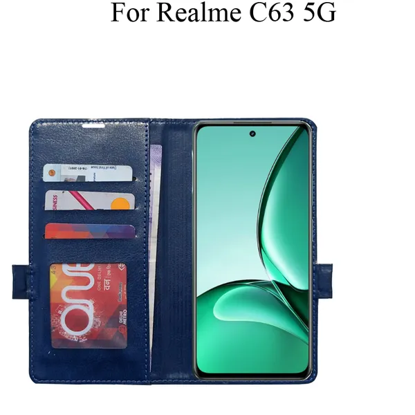 Blue_Premium_Flip_Cover_For_Realme_C63_5G