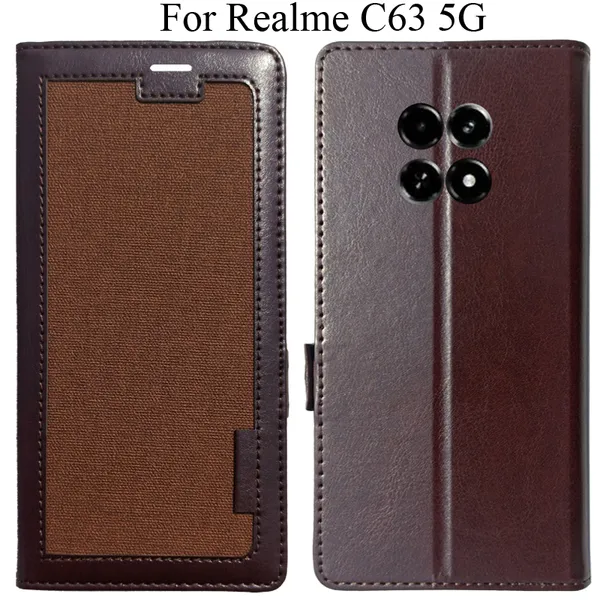 Brown_Premium_Flip_Cover_For_Realme_C63_5G