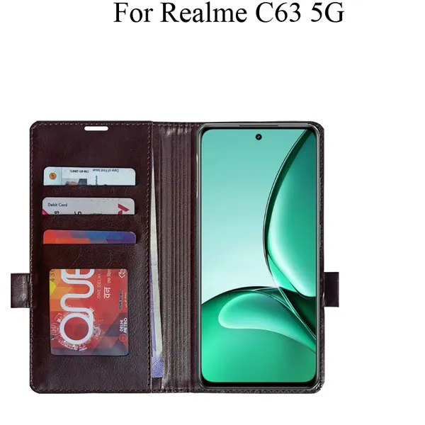 Brown_Premium_Flip_Cover_For_Realme_C63_5G