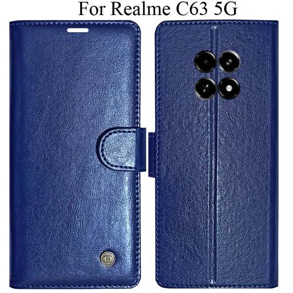 Blue_Premium_Flip_Cover_For_Realme_C63_5G