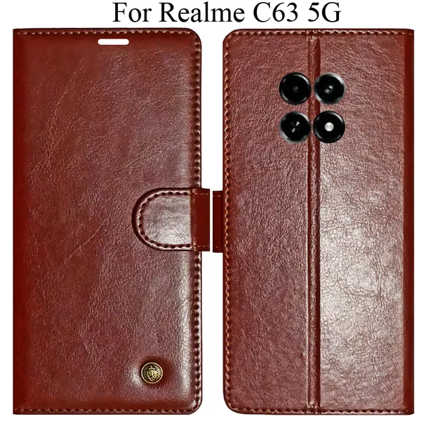 Brown_Premium_Flip_Cover_For_Realme_C63_5G